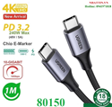 Cáp USB Type-C to Type-C 3.2 GEN2 dài 1M tốc độ 10Gbps, hỗ trợ 4K@60Hz, PD 240W Ugreen 80150 cao cấp