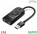 Card Sound USB 2.0 dài 1M có điều khiển volume hỗ trợ Mic&Loa Ugreen 50599 cao cấp