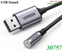 Card sound USB 2.0 Type-A to 3.5mm dây dù bọc nhôm có kèm MIC Ugreen 30757 cao cấp