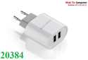 Củ sạc di động 2 cổng USB (17W/5V 3.4A) Ugreen UG-20384 (Màu trắng EU) chính hãng