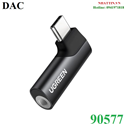 Đầu chuyển âm thanh USB Type-C to 3.5mm AUX có DAC Stereo Mic HiFi bẻ góc 90 độ Ugreen 90577 cao cấp
