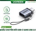Đầu chuyển đổi OTG USB Type-C to USB 3.0 vỏ nhôm Ugreen 50283 cao cấp (Đen)