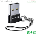 Đầu chuyển đổi USB Type-A sang Type-C hỗ trợ sạc nhanh 18w, dữ liệu Ugreen 50568 cao cấp