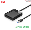 Đầu đọc thẻ USB 3.0 hỗ trợ SD/TF/MS/CF dài 1m chính hãng Ugreen 30231 cao cấp