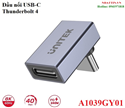 Đầu nối USB4 Type-C bẻ góc 90 độ dương/âm hỗ trợ 8K@60Hz, tốc độ 40Gbps, sạc PD 240W Unitek A1039GY01 cao cấp