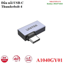 Đầu nối USB4 Type-C bẻ góc 90 độ dương/âm hỗ trợ 8K@60Hz, tốc độ 40Gbps, sạc PD 240W Unitek A1040GY01 cao cấp