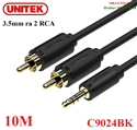 Dây cáp âm thanh 3.5mm ra 2 hoa sen RCA dài 10M Unitek C9024BK cao cấp