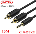 Dây cáp âm thanh 3.5mm ra 2 hoa sen RCA dài 15M Unitek C19025BK01 cao cấp