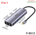 Dây chuyển đổi có chipset USB-C sang HDMI+RJ45 gigabit+3xUSB3.0+PD+SF/TF màu ghi dài 17cm JASOZ T-H112 cao cấp