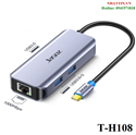 Dây chuyển đổi có chipset USB-C sang Lan RJ45 gigabit+3 cổng USB3.0 màu ghi dài 18cm JASOZ T-H108 cao cấp