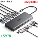 Docking Station Revodok Pro 13 in 1 ra HDMI, DP, USB, LAN, SD/TF, PD 100W Ugreen 15978 cao cấp