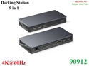Docking Station USB-C 4K@60Hz 9 in 1 sang DP x2, HDMI x2, RJ45, PD 100W, USB-A x2, USB-C x1 Ugreen 90912 cao cấp