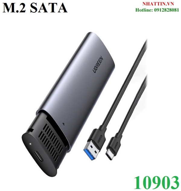 Hộp box đựng ổ cứng SSD M.2 SATA NGFF B-Key Ugreen 10903 cao cấp (hỗ trợ 2TB)