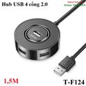 Hub chia 4 cổng USB 2.0 cáp dài 1,5M JASOZ T-F124 cao cấp (đen)