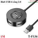 Hub chia 4 cổng USB 2.0 cáp dài 1M JASOZ T-F138 cao cấp (đen)