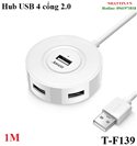 Hub chia 4 cổng USB 2.0 cáp dài 1M JASOZ T-F139 cao cấp (trắng)