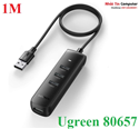 Hub chia USB 3.0 ra 4 cổng dài 1M chính hãng Ugreen 80657 cao cấp (Micro USB cấp nguồn)