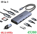 Hub chuyển đổi 10 in 1 USB Type-C sang HDMI 4K@60Hz, Type-C, USB 3.0, SD/TF, Lan, Sạc PD 100W Ugreen 45380 cao cấp