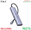 Hub chuyển đổi 5 in 1 USB Type-C sang HDMI 2.1 độ phân giải 8K@60Hz, Type-C, USB 3.0 Ugreen 90376 cao cấp