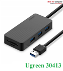 Hub USB 3.0 ra 3 cổng hỗ trợ đọc thẻ SD/TF chính hãng Ugreen 30413 (màu đen) cao cấp