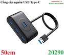Hub USB 3.0 ra 4 cổng cáp dài 50cm chính hãng Ugreen 20290 cao cấp (hỗ trợ cấp nguồn USB Type-C)