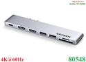 Hub USB 7 in 1 Type-C sang HDMI 4K, USB 3.0, SD/TF, sạc PD 100W cho MacBook Ugreen 80548 cao cấp (Vỏ nhôm)