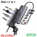 Hub USB Type-C 11 trong 1 HDMI 4K@60Hz, VGA 1080p, 2&times; USB-C, 2&times; USB-A, RJ45 Gigabit, SD/TF, Audio 3.5mm Ugreen 45520 cao cấp