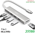 Hub Revodok USB Type-C 5 trong 1 ra HDMI 4K@30Hz, USB 3.0, Sạc PD 100W Ugreen 35580 cao cấp