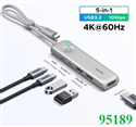 Hub USB Type-C 5 trong 1 ra HDMI 4K@60Hz, USB-A 2.0, USB-C 3.2, Sạc PD 100W Ugreen 95189/U601 cao cấp