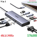 Hub USB Type-C 9 trong 1 ra HDMI 4K@30Hz, VGA, USB 3.0, Lan 1Gbps, SD/TF, Sạc PD 100W Ugreen 15600 cao cấp