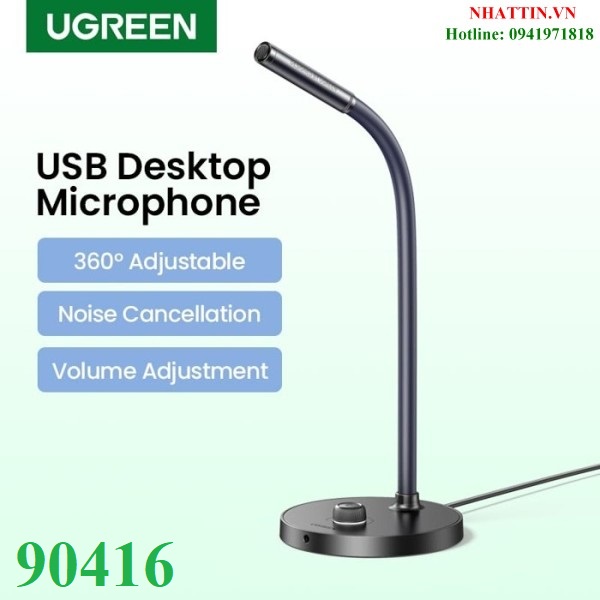 Micro để bàn thu âm, Livestream cổng USB & 3.5mm Ugreen 90416 CM564 cao cấp