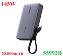 Pin dự phòng Nexode 20000mAh công suất 145W cho điện thoại laptop Ugreen 55992B/PB551 cao cấp (dây liền)