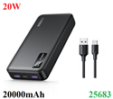 Sạc dự phòng 20W dung lượng 20000mAh sạc nhanh 3 cổng PD 3.0 cho máy tính bảng, điện thoại Ugreen 25683 cao cấp
