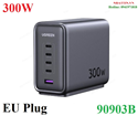 Sạc nhanh để bàn Nexode GaN 300W 5 cổng USB Type-C x4, Type-A x1 Ugreen 90903B cao cấp (EU Plug)