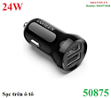 Tẩu sạc mini trên ô tô 2 cổng USB-A 24W/4,8A Ugreen 50875 cao cấp
