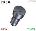 Tẩu sạc nhanh trên ô tô 2 cổng USB Type-C PD 3.0 công suất 40W Ugreen 70594 cao cấp