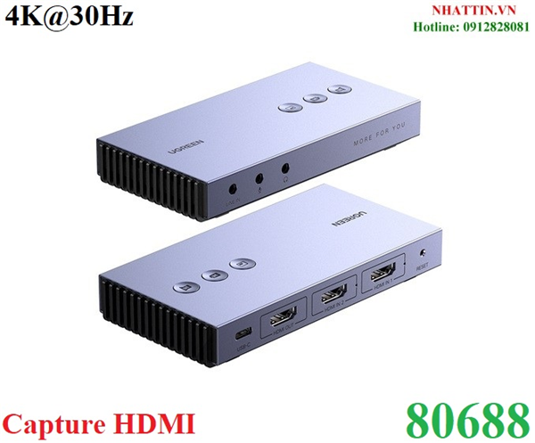 Thiết bị ghi hình hỗ trợ Livestream Capture HDMI 4K@30Hz Ugreen 80688 chính hãng cao cấp