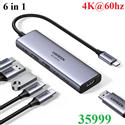 Thiết bị hub mở rộng 6 in 1 USB Type-C ra HDMI 4K@60hz/USB-A/USB-C/PD Ugreen 35999 cao cấp