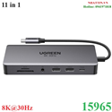 Thiết bị HUB USB Type-C Thunderbolt to HDMI/USB 3.2/SD/TF/Lan Gigabit/Sạc PD/Audio 3.5mm Ugreen 15965 cao cấp