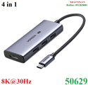 Thiết bị mở rộng 4 in 1 USB Type-C Thunderbolt 3 sang HDMI 8K@30Hz, x3 USB 3.0 Ugreen 50629 cao cấp (không sạc PD)