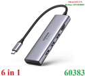 Thiết bị mở rộng 6 in1 USB type-C to HDMI/ Hub USB 3.0/ SD/TF chính hãng Ugreen 60383 cao cấp