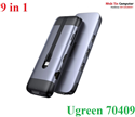 Thiết bị mở rộng 9 trong 1 USB Type-C ra 4K HDMI, VGA, Gigabit Ethernet, Sạc PD, 3 cổng USB 3.0, đọc thẻ SD/TF Ugreen 70409 cao cấp