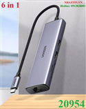 Thiết bị mở rộng USB type-C to HDMI 4K@60hz/ Hub USB 3.0/ SD/TF/Lan Gigabit chính hãng Ugreen 20954