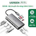 Thiết bị mở rộng USB type-C to HDMI/Hub USB 3.0/SD/TF/Lan Gigabit chính hãng Ugreen 50538 cao cấp