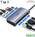 Thiết bị mở rộng USB Type-C to HDMI/ Hub USB 3.0/ SD/TF/Lan Gigabit/ PD 100W Ugreen 50852 cao cấp