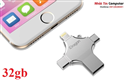 iUSB FlashDriver 32gb iDragon-U009  cho điện thoại Iphone, Ipad, Ipod, Android (màu bạc)